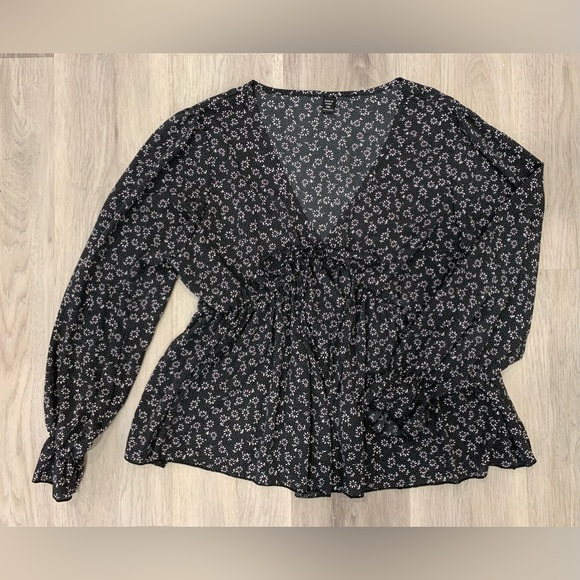 SHEIN Floral V-Neck Peplum Blouse - Picture 4 of 5